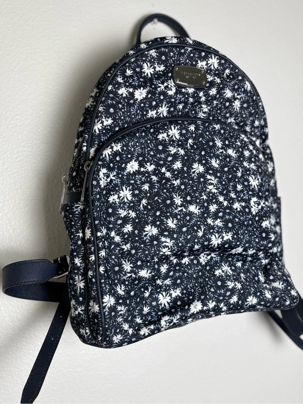 Michael Kors Navy and White Floral Backpack